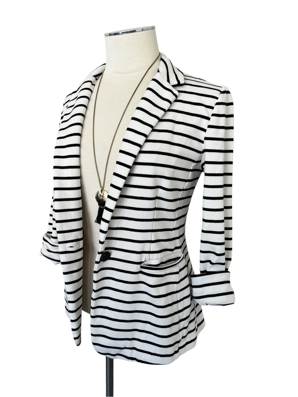 OLD NAVY Striped Black & White Blazer Stretch Jacket - Women's Casual Blazer S